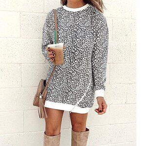 BTFBM Leopard Print Sweatshirt Dress Size Medium